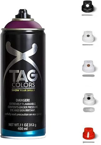 1 Bomboletta Spray Vernice Acrilica per GRAFFITI Viola A052 da 400ml + 5 testine per tratti precisi e spessi, finitura opaca coprente, per street artists murales (DARK MATTER VIOLET)