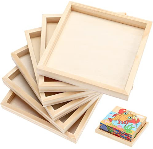 Warmhm 6pcs vassoio di legno non finito vassoi di servizio di legno fai da te tavole di legno vuote per progetti di artigianato pittura forniture artistiche