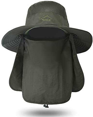 Angelhut mit UV-Sonnenschutz, Faltbarer Hut mit breiter Krempe und Gesichtsabdeckung sowie Nackenschutz für Männer und Frauen.