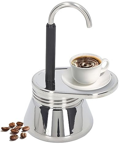 Tissting Cafetière Moka de 6,1 X 3,7 Pouces, Machine à Expresso à Bec Unique en Acier Inoxydable, Portable Moka Express en Acier Inoxydable, Mini Cafetière à Expresso Italienne Machine à Café
