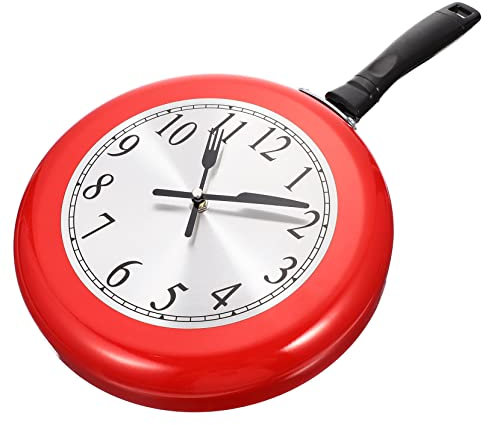 Hemobllo Wanduhr Edelstahl Bratpfannen Design Stille Batteriebetriebene Uhr Wohnzimmer Küchen Deko