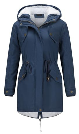 YYNUDA Manteau Femme d'hiver Chaud Parka Mi-longue Veste d'hiver Blouson à Capuche épais Fourrure Blouson avec Capuche Grande Taille Bleu XL