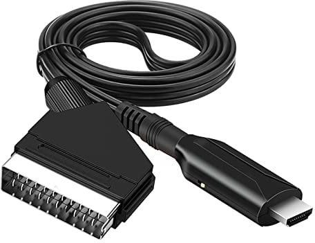 Sporgo Cable adaptador SCART a HDMI, convertidor todo en uno - Convertidor de audio de vídeo SCART a 1080p/720p HDMI para HDTV STB VHS Xbox PS3 Sky DVD Blu-ray, etc