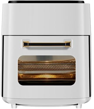 HYQFSAD 1400W Toaster Oven with Steam, Toast, Air Fry, Bake, 15L Convection Oven Stainless Steel, Digital Touchscreen, household transparent large capacity electric oven (Color : White)