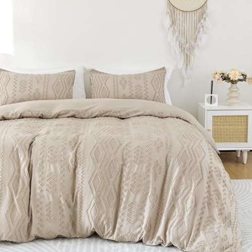LETSLEEP Bettbezug-Set für King-Size-Bett, 3-teilig, Boho-Stil, ästhetisch, weiche Mikrofaser, Bettdeckenbezug und Kissenbezüge, gemütlicher Bettbezug, Schlafzimmer-Dekor mit Eckbändern und