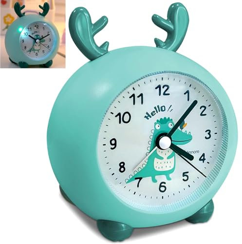 Kinderwecker Ohne Ticken, Wecker Kinder mit Nachtlicht LED Lernfunktion, Schlummerfunktion für Jungen Mädchen Geeignet FüR Schulgeschenke Schlafzimmer