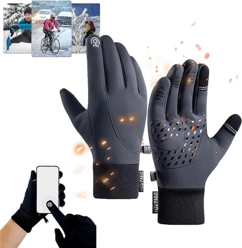 Buobiy Premium Thermo Gloves - Gloves for Men Women Winter Thermal Cycling Gloves Windproof Touchscreen Anti-Slip Outdoor Bicycle Biking Running Gloves