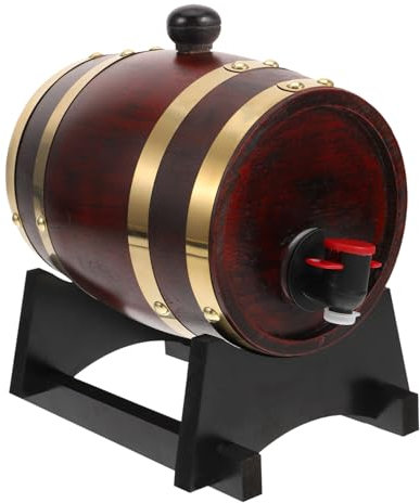 LIFKOME 1 Juego Barril De Vino Barricas De Roble Dispensador De Bebidas Para Bares Contenedor De Almacenamiento De Barril De Dispensadores De Cocteles 3l Madera Anticuado Barril De Cerveza