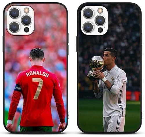 Yomyejisoo [2 Stück] Handyhülle für iPhone X XS Hülle 5,8, Schutzhülle Soccer Star Fußball Fußballspieler Muster Silikon TPU Kratzfest Stoßfest Handyhülle Cover Case HandyCover für iPhone XS,M2