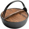Japonais Shabu Hot Pot Fonte D'acier Sukiyaki Tetsu Nabe Pot Avec Couvercle En Bois Et Double Poignée Pour La Maison Camping Pique-nique,20cm