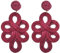 MAJALE Pendientes Largos Mujer Flamenca Magenta - Pendientes mujer Largos y Ligeros para Boda, Fiesta, Sevillanos - Pendientes Sevillana Estilo Cordón de Seda Bugambilia (Magenta)