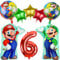 8 Stück Mario Geburtstagsdeko Kinder 6 Jahre, Mario Bros Luftballons Geburtstag 6 Jahre, Folienballon Party Deko, Mario Ballons 6 Geburtstag für Kindergeburtstag Party Deko