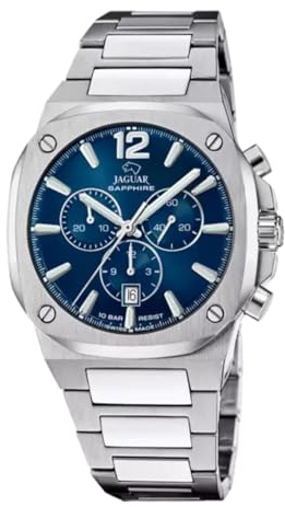 JAGUAR rondcarre Herren Uhr analog Quarzwerk mit Edelstahl Armband J1025/1