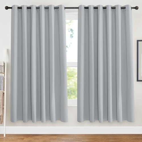 PONY DANCE Blackout Eyelet Curtains, Silver Grey, 2 Panels, 90 x 72 Inch | Thermal Insulated 72 Inch Drop Extra Wide Long Curtains for Living Room, Room Darkening Drapes for Bedroom or Patio Doors