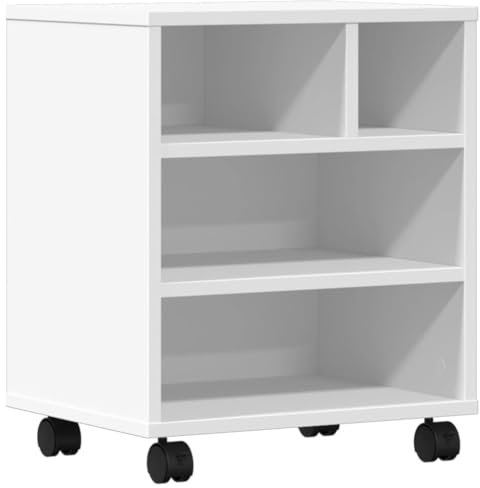 vidaXL Soporte para Impresora con Ruedas Blanco 41x32x48 cm, Mesa de Impresora, Mesa de Impresora de computadora, Soporte de Impresora con Almacenamiento