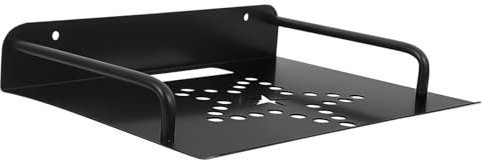 CAXUSD Wall Mount Router Holder and Projector Bracket Space Aluminum Black 24x20cm Single Layer Cable Management Rack for Living Room Wifi Storage and Security Camera Mount