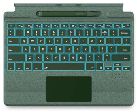 JvKzaen Surface Pro 9 Keyboard with Slim Pen, Compatible with Microsoft Surface Pro 9 8 X, 13 Inch Bluetooth Wireless backlight Type Cover Keyboard with Slim Pen, Keyboard with Slim Pen green