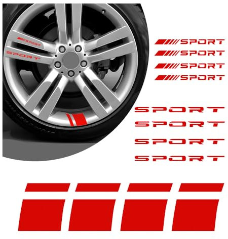 12 Stück Sportlich Auto Aufkleber,Vinyl Reflektierend Auto Sticker Auto Deko für Autofelge Rückspiegel Stoßstange,Universal Mehrfarbig Autoaufkleber Auto Zubehör für Auto LKW SUV (Rot)