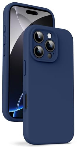 Supdeal Liquid Silicone Case for iPhone 16 Pro - [Camera All-Round Protection] [Soft Microfiber Lining Anti-Scratch] 4 Layer Full Covered Shockproof Gel Rubber Phone Case Cover, 6.3, Navy Blue