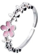 IMINI Anello aperto con fiori di ciliegio rosa per donne ragazze anelli regolabili con fiore promessa amore matrimonio fidanzamento dichiarazione delicato fiore dito fascia gioielli regali compleanno,