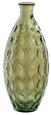 DRW Jarron de sobremesa de Cristal Verde 13x13x31 cm