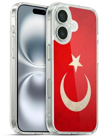 Head Case Designs Türkei Türkisch Türkiye Türk Fußball Vintage Flaggen Gelhülle [Militärischer Schutzgrad] Kompatibel Mit Apple iPhone 16 Und Kompatibel Mit MagSafe