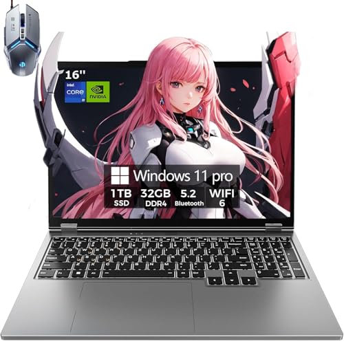 TOPGRO Gaming Laptop Computer, 16” FHD 60Hz Display, Core i9-9980HK/ GeForce GTX1650(8C/16T, Up to5.0Ghz), Business Laptop 32GB DDR4 RAM, 1TB PCIe3.0 SSD/HDMI/Webcam/Backlit Keyboard/Wi-Fi 6/Win11 Pro