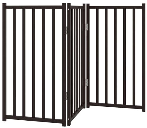 vidaXL 3-TLG. Hundetor Faltbar Schwarz 150 cm Massivholz Tanne