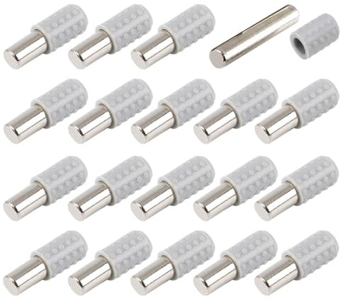 20 Stück Regalbodenträger, Ø5mm*22mm Bodenträger Einlegeboden Halter mit Anti-Rutsch Gummimanschette, Glas Regalbodenhalter für Schrank Möbel Bücherregal (Gerade)