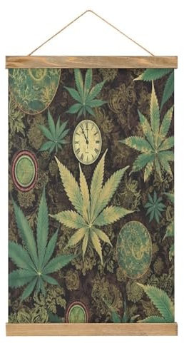 LFDSYEOQ Poster mit Aufschrift A Puff In Time Weed Marihuana, Wanddekoration, Gemälde-Set, Halter, Druckbild für Wohnzimmer, Schlafzimmer, Dekoration