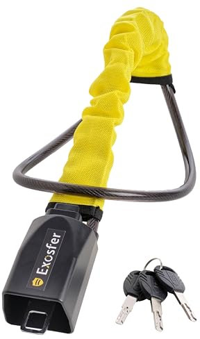 EXOSFER - Antirrobo Coche Volante Flexible - Barra de Seguridad – Bloqueo Universal Resistente – Cepo Visible contra Robo – Candado Cerradura Fácil de Usar para Furgonetas, Camper y Autocaravanas