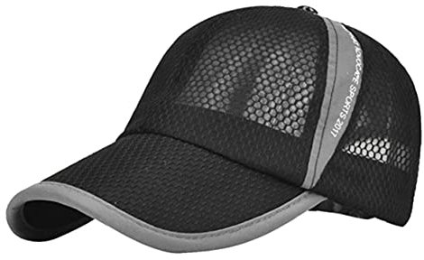 WATIIFUFU Baseballkappe Für Herren Schwarz Mit Netzfutter Schnelltrocknend Für Sport Outdoor Wandern Laufen Mit Verstellbarer Schnalle Und Breiter Sonnenblende
