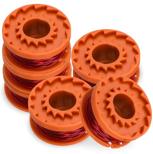 Mellbree - Filo di ricambio per decespugliatore compatibile con Worx, 6 pezzi, bobina di ricambio per tagliaerba da 3 m, bobina di ricambio per tagliaerba