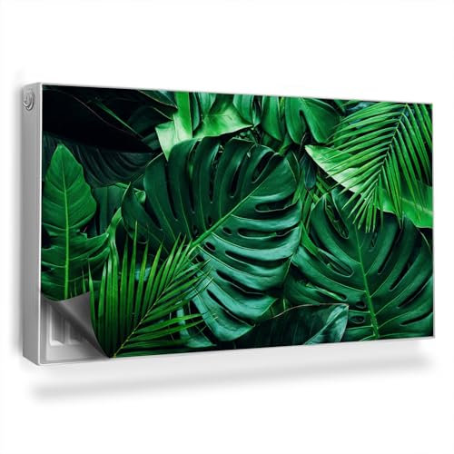 Couverture Magnétique 110x60 cm Tapis Design pour Radiateurs Protège et Décore Facile à Installer Cache Radiateur Anti-poussière - Feuilles de Jungle en Gros Plan Climat Sombre