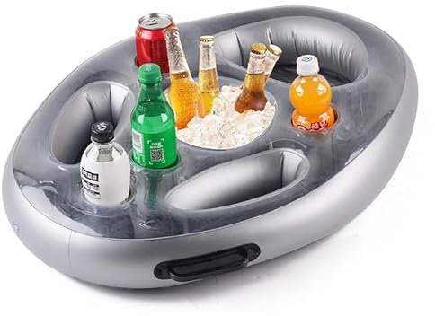 Aufblasbarer schwimmender, Getränkehalter mit 8 Löchern, großes Fassungsvermögen und transparentem Material, Schwimmkörper für Pool, Party, Strand weiß, Whirlpool