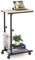 COSTWAY Table d'Appoint à roulettes, Bout de Canapé en Forme de C avec Porte-Revues, Table de Lit à Roulette Hauteur Réglable 58-80 cm