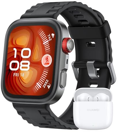 HUAWEI WATCH FIT 4 Pro Black + FreeBuds SE 2 White, Smartwatch for Men Women Outdoor Enthusiasts, 1.82 Sapphire Screen, 9.3mm Thickness, ECG, up to 10 Days Battery Life, iOS & Android, Fitness Watch