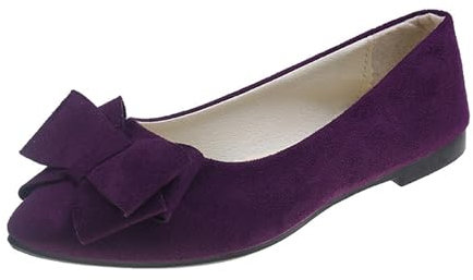 Mocassins élégants et décontractés - Chaussures plates confortables et légères à enfiler - Pour femme - Ballerines fermées - Nœud mocassin - Tricot - Bout rond - Chaussures plates, Violet, 40 EU