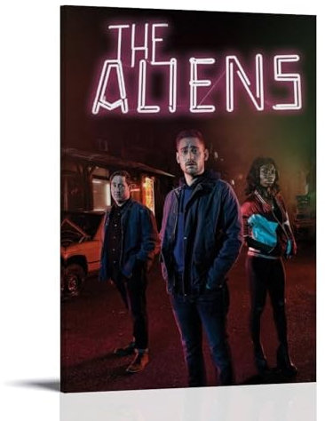 XUWSEWNE The Aliens Poster, Vintage-Wandkunst, Leinwand, ästhetisches Poster, Musik und Filme, dekoratives Gemälde für Wohnzimmer, Schlafzimmer, 40 x 60 cm, Rahmenstil