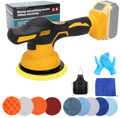 Poliermaschine Auto kompatibel mit Dewalt 20V Akku, 150 mm Poliermaschine Auto Set 12 pcs,Exzenter poliermaschinen,8 variable Geschwindigkeit,für die Autodetailing,Polieren,Wachsen (Ohne Akku)