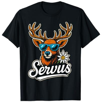 Servus Hirsch Kostüm Design Alpen Oktoberfest Herren T-Shirt