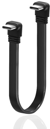 JSADZKJ 0.65ft Flat USB C Short Cable, PD 65W Fast Charging 90 Degree Type C Male to Male Connector Cable,Flexible USB Type C Charging Cord,Compatible for Phone 16/15,Car, Power Bank, Tablet.