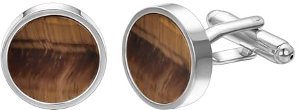 RunootPR Tigerauge Manschettenknöpfe Herren Braun Stein Cufflinks Hochzeit Schmuck