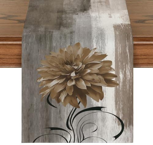 Brylleii Tischläufer Abwaschbar Landhausstil 40x140 Grau Tisch Läufer Modern Natur Klein Frühling Sommer Tischdekoration Leinen Akzenttisch Dekoratives Tuch Tischdeko für Outdoor Küche