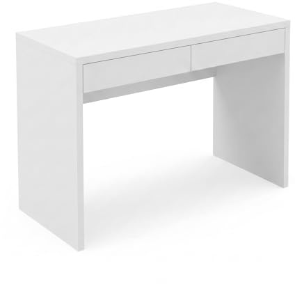 Shefa Line Vikko Desk with Drawers – Modern White Computer Desk, Dressing table, Compact 100x59cm Work Table for Home Office or Bedroom, Study Table with Storage Space