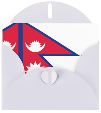 WZYCWB Flagge von Nepal bedruckte weiße Perlglanz-Papier-Urlaubskarte mit Umschlag. Geeignet für Geburtstagswünsche, Hochzeitsglückwünsche und Beileid!