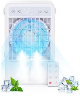 Climatiseur Portable Silencieux 1500ML | Climatiseur Mobile avec Télécommande | Refroidisseur d'Air Compatible USB | 5 Vitesses & 3 Modes | Minuterie 2-10H | Lumière Colorée - Idéal pour Maison/Bureau