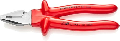 Knipex High Leverage Combination Pliers chrome-plated, with dipped insulation, VDE-tested 225 mm 02 07 225