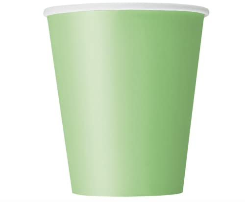 Vibrant Lime Green Solid Paper Cups (9oz) 8 Count - Vibrant, Eco-Friendly Disposable Drinkware for Parties and Events