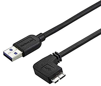 StarTech.com Câble Micro USB 3.0 slim - Cordon USB-A vers Micro-B à angle droit de 2 m - USB 3.1 Gen 1 (5 Gb/s) - M/M (USB3AU2MRS)